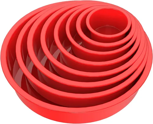 Juego de 8 moldes de silicona para hornear – Moldes redondos de silicona antiadherentes para pasteles de capas, pasteles arcoíris y pasteles
