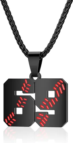 Miniatura 13 de Collar con número de béisbol para niños 00-99, collar con número de camiseta de béisbol de acero inoxidable, colgante personalizado, regalo