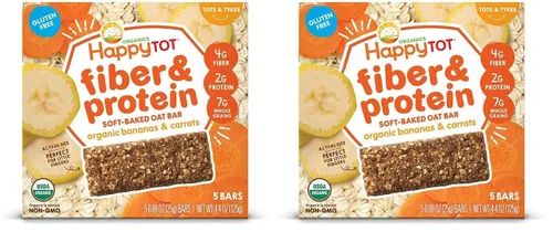 Miniatura 6 de HAPPYTOT Organics Barras de Avena Horneadas Suaves con Fibra y Proteína Snack para Niños Pequeños Manzana y Espinaca, Barras de 0.88 Onzas, Caja