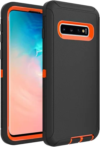 Miniatura 10 de Funda para Galaxy S21, Funda Resistente de Grado Militar Resistente a los Golpes y a Prueba de Caídas para Samsung Galaxy S21, Negro+Naranja Negro