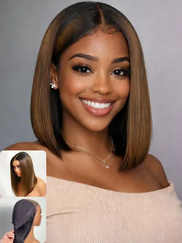 Miniatura 13 de Nadula - Peluca corta de 20 cm con cabello humano gris sal y pimienta, sin pegamento, con separación lateral, capas enmarcadas para el rostro