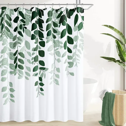 Miniatura 10 de BOODII Cortinas de ducha negras de 36 x 72 pulgadas, cortina de ducha de eucalipto de primavera para baño, cortina de baño con textura de flameado