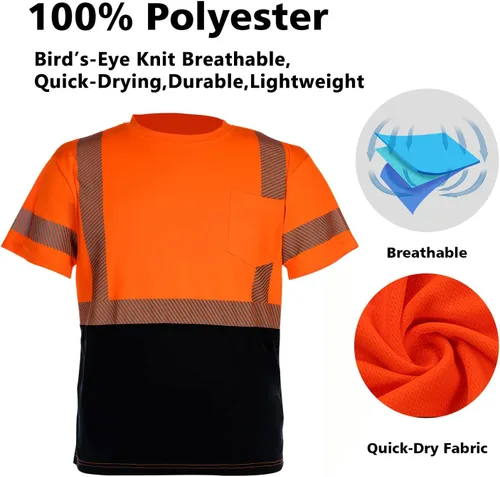 Miniatura 4 de VENDACE 3 piezas de seguridad camisetas reflectantes clase 3 alta visibilidad Hi Vis manga corta construcción trabajo camisas para hombres