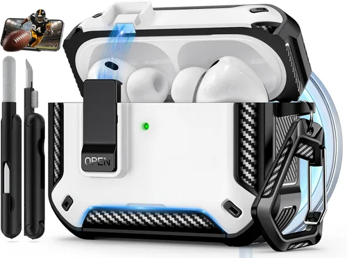 Miniatura 21 de Funda para AirPods Pro de 2 generación con soporte para teléfono, diseño de interruptor automático de protección completa contra caídas con kit