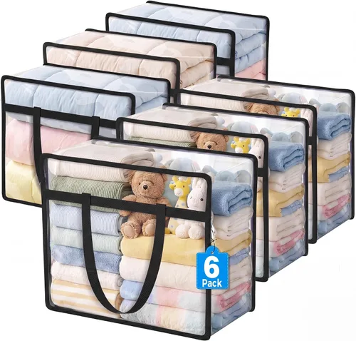 Miniatura 7 de Bolsas de almacenamiento Budding Joy con cierre transparente para ropa, organizadores de armario de 40L y contenedores de almacenamiento, bolsa