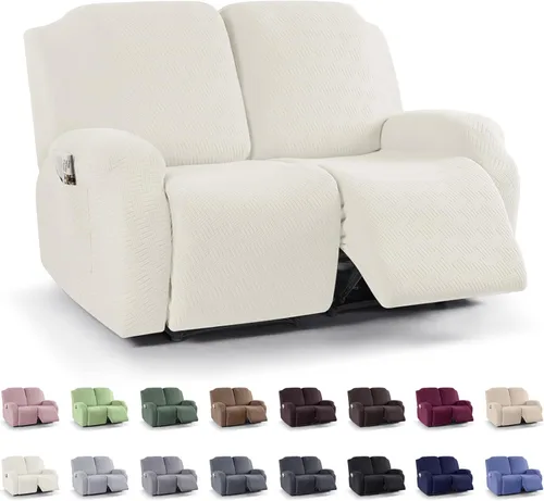 Miniatura 46 de KinCam Fundas para sillón reclinable, fundas elásticas para sillas reclinables, fundas para sofá reclinable de jacquard a rayas, protectores