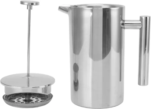 Miniatura 7 de Prensa de café aislada de acero inoxidable con pantallas, cafetera de prensa francesa, apta para lavavajillas, tetera de doble pared hecha a mano