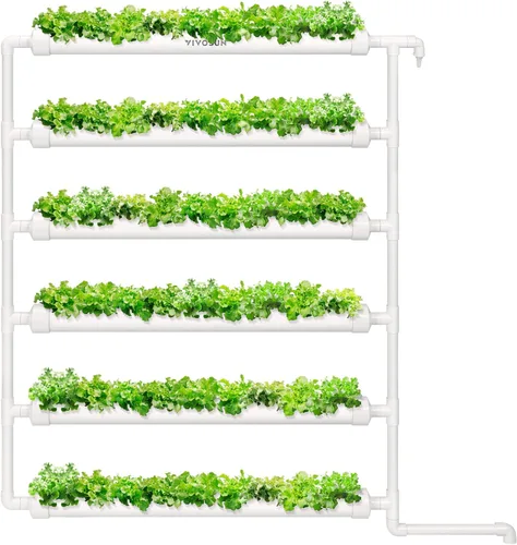 Miniatura 13 de VIVOSUN Kit de cultivo hidropónico montado en la pared, 1 capa, 36 sitios de plantas, 4 tubos de PVC-U de grado alimenticio, sistema de plantación