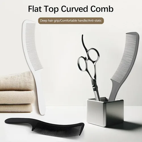 Miniatura 2 de Juego de 3 piezas de peine de peluquero curvado en negro, blanco, gris: perfecto para cortes de pelo profesionales y peinado, diseño ergonómico