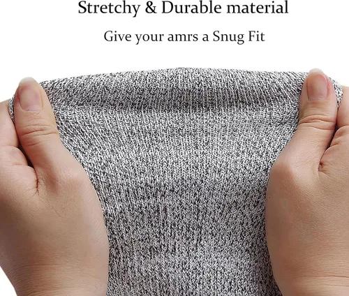 Miniatura 8 de Cut Resistant Sleeves Level 5 Arm Protection Sleeve with Thumb Slot Grey Gardening Sleeves for Women Men 14.0 in(1 par)-gris