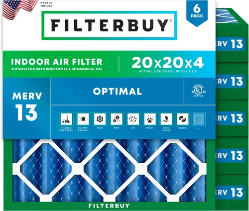 Miniatura 69 de Filterbuy Filtro de aire MERV 13 de 8 x 14 x 1 pulgadas para defensa óptima contra el humo y la alergia (paquete de 6), repuesto de filtros