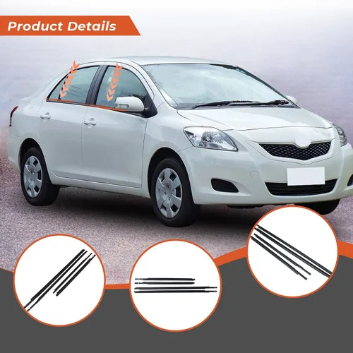 Miniatura 5 de Labwork 4 piezas de burlete de goma para ventana de repuesto para Toyota Yaris Sedan 2007-2016 68160-52150 68210-52150 68230-52130 68180-52130