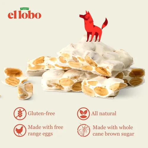 Miniatura 4 de El Lobo Turrón, Turrón de almendras duras españolas (Turron Duro) 150 g (5.3 oz) Turrón tradicional de almendras españolas, hecho con almendras