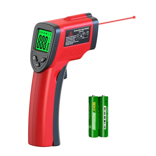 Pistola termómetro digital infrarroja de -58 °F a 1022 ℉ (-58.0 °F a 1,022.0 °F), emisividad ajustable, pistola de temperatura láser para cocinar,
