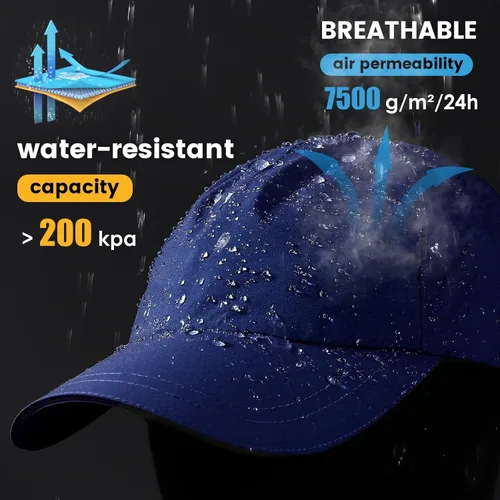 Miniatura 62 de Gorra de béisbol impermeable para hombre, sombrero de lluvia plegable para correr al aire libre, sombrero de pesca solar