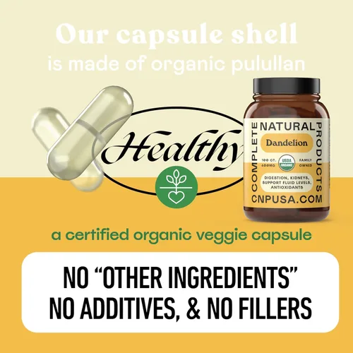 Miniatura 7 de Complete Natural Products Cápsulas de raíz de diente de león puras y orgánicas - Cápsulas de 600 mg 100 píldoras Raíz de diente de león seca