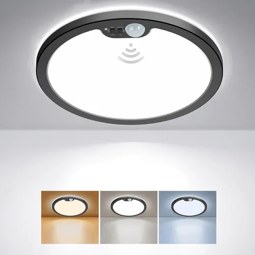 Miniatura 9 de BLNAN Lámpara de techo con sensor de movimiento con cable, 8.7 pulgadas, 3000 K, 4000 K, 5000 K, seleccionable, lámpara LED de montaje empotrado