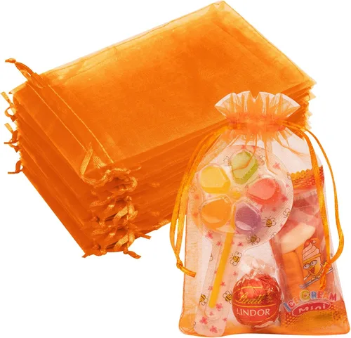 Miniatura 19 de Bolsas de organza de 3x4 pulgadas, 50 paquetes de pequeñas bolsas de regalo de malla con cordón, bolsas de muestra para fiesta, boda, baby shower