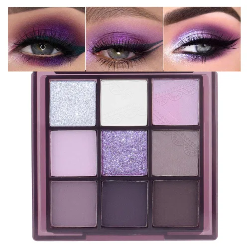 ORANOT Paletas de sombra de ojos de 9 colores, paleta de sombras de ojos ahumadas color morado oscuro, ciruela, lavanda, malva, negro, ahumado, para