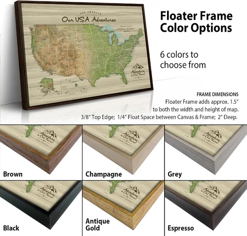 Miniatura 4 de HolyCowCanvas Mapa de viaje de Estados Unidos con alfileres en lienzo, parques nacionales, mapa de alfileres de Estados Unidos para marcar viajes