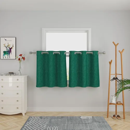Miniatura 46 de UPOPO Cortinas de niveles de cocina negras de privacidad de lino texturizado de 24 pulgadas de largo, cortinas de café sobre el fregadero, cortinas