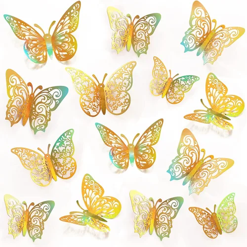 Miniatura 8 de 60 piezas de mariposas 3D para pastel y decoración de pared - 5 estilos, 3 tamaños, púrpura láser