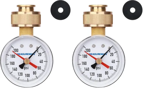 Miniatura 12 de Measureman - Manómetro de presión de agua de 0-200 psi, esfera de 2.5", medidor de presión para boquilla de manguera, probador de presión de agua