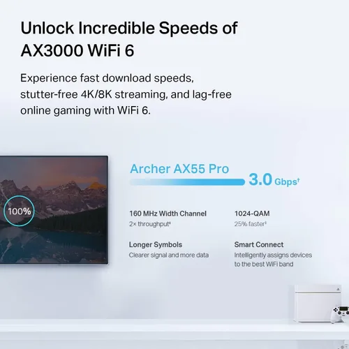 Miniatura 5 de TP-Link Router WiFi 6 AX3000 (Archer AX55 Pro) - Internet inalámbrico Multi Gigabit, 2 x puertos de 2.5 Gbps, banda dual, router VPN, OFDMA