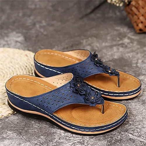 Miniatura 76 de Ladmiple Sandalias ortopédicas florales de moda 2023 con soporte de arco, zapatillas romanas casuales con puntera abierta