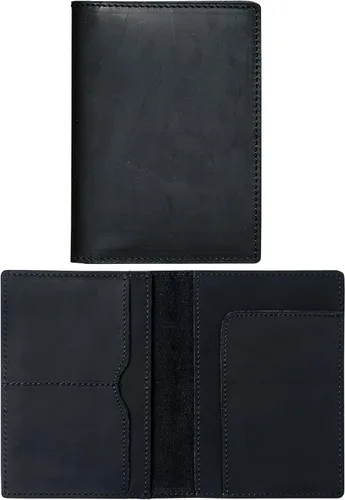 HIFA Funda de cuero para pasaporte, funda para pasaporte hecha a mano con ranura para tarjetas y boletos, piel auténtica, diseño elegante, fácil