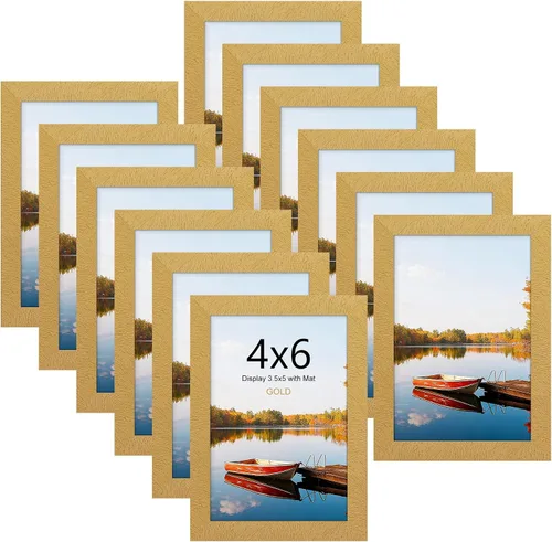 Miniatura 145 de Picrit - Juego de 12 portarretratos de 4 x 6 pulgadas, para fotos de 3.5 x 5 con paspartú o 4 x 6 pulgadas sin paspartú, marcos para colgar
