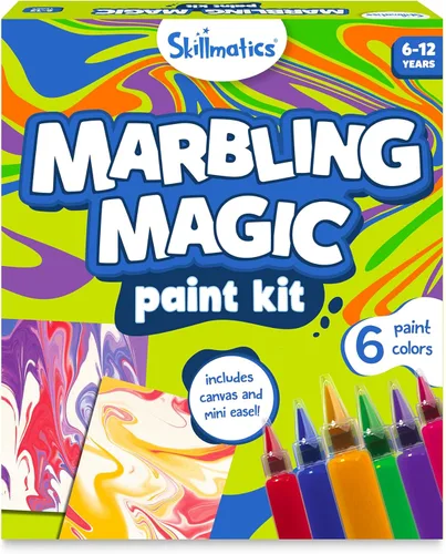 Skillmatics Kit de pintura mágica de mármol para niños, actividades de arte y manualidades para niñas y niños, kit de mármol de agua, kits y