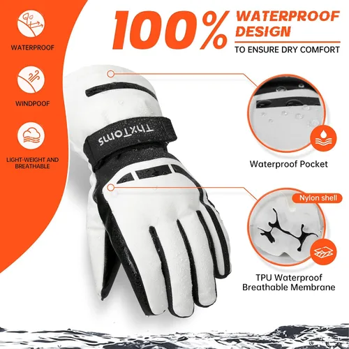Miniatura 3 de ThxToms Guantes de esquí para hombres y mujeres, guantes de invierno impermeables 3M Thinsulate guantes cálidos unisex para pantalla táctil, guantes