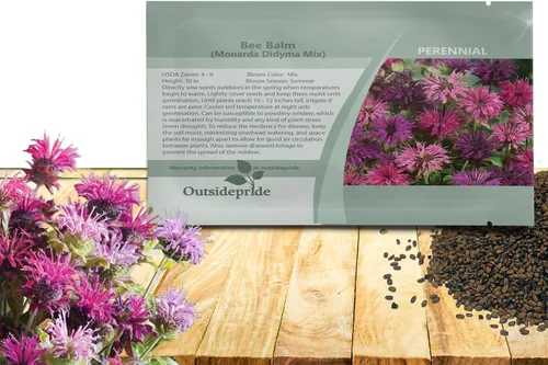 Outsidepride Semillas de mezcla de bálsamo de abeja, 500 piezas perennes, fáciles de cultivar y aptas para polinizadores, semillas de flores Monarda