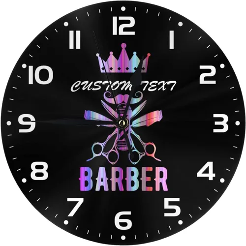 Miniatura 25 de Reloj de pared personalizado para peluquería, añade tu texto, reloj de peluquería personalizado para salón de belleza, decoración de reloj de pared