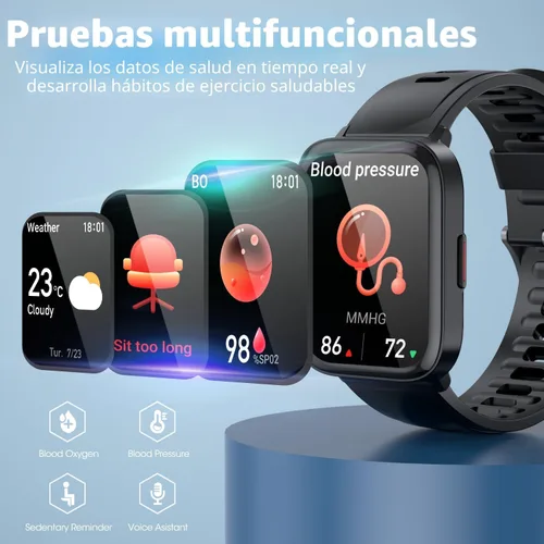 Miniatura 4 de DUREXO Reloj inteligente, reloj inteligente para hombre de fitness impermeable 5ATM, reloj de fitness con pantalla táctil de 1.69 pulgadas, reloj