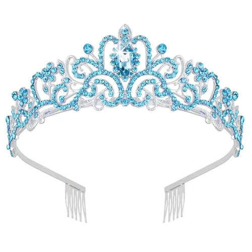 Miniatura 16 de Didder - Diadema con corona de tiara de cristal dorado. Elegante corona con peines para princesa, para mujeres y niñas, ideal para novias, bodas, 02