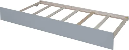 Miniatura 8 de Base de cama de tamaño individual con barandillas nido y valla para niños, adolescentes y adultos, soporte de listones de madera, no necesita Gris