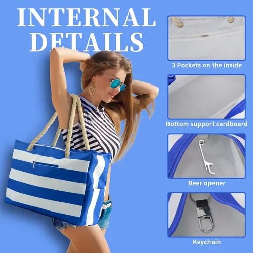 Miniatura 3 de Binggemen Bolsa grande impermeable multiusos para piscina, picnic, playa, compras, Bolsa grande impermeable multiusos para piscina, picnic, playa