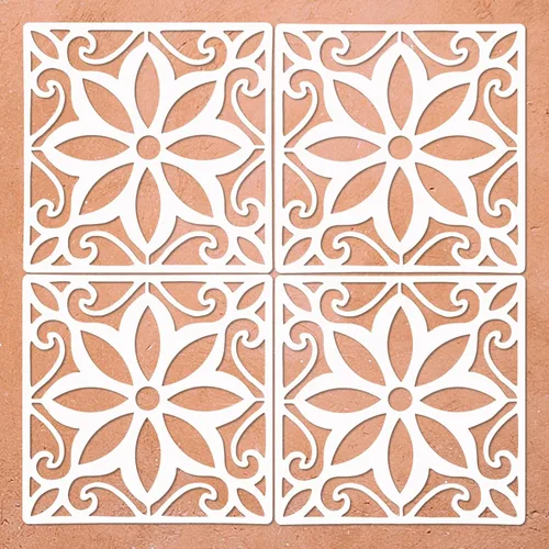 Plantillas de concreto reutilizables mexicanas para pintar pisos, azulejos, pasarela, patio, porche, piso de concreto, paquete de 4, patrón de
