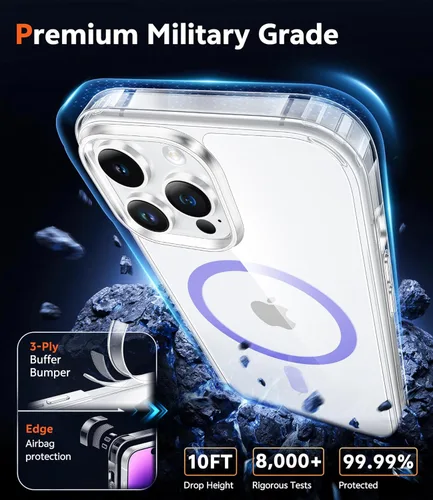 Miniatura 1664 de FNTCASE Funda para iPhone 13 Pro-Max: Fundas magnéticas transparentes compatibles con Magsafe Slim anti amarillamiento protección contra caídas