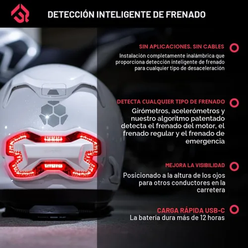 Miniatura 6 de Luz de Casco Brake Free - Luces Inteligentes Inalámbricas para Motocicleta - Luz LED para Casco de Motocicleta Resistente a la Intemperie - Diseño