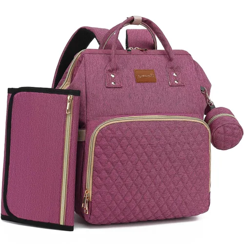 Miniatura 11 de ROSEGIN Mochila para pañales con cambiador, funda para chupete, bolsa de bebé para niños y niñas pequeños - grande, elegante, bolsa de pañales
