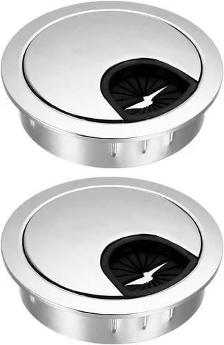 uxcell Cubierta de agujero para cable, 2 pulgadas/1.969 in, aleación de zinc, para cable de escritorio, ojales para oficina, PC, organizador de