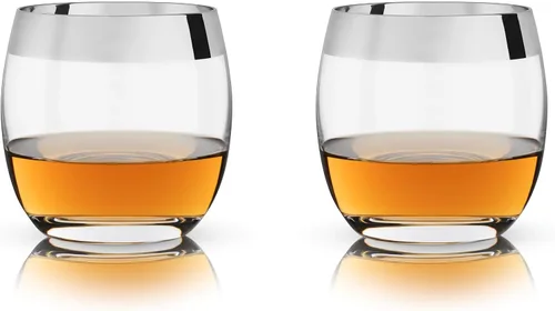 Miniatura 6 de Viski Irving - Juego de 2 vasos de cristal de cristal transparente de alta calidad con borde dorado, cristalería de cóctel con borde dorado