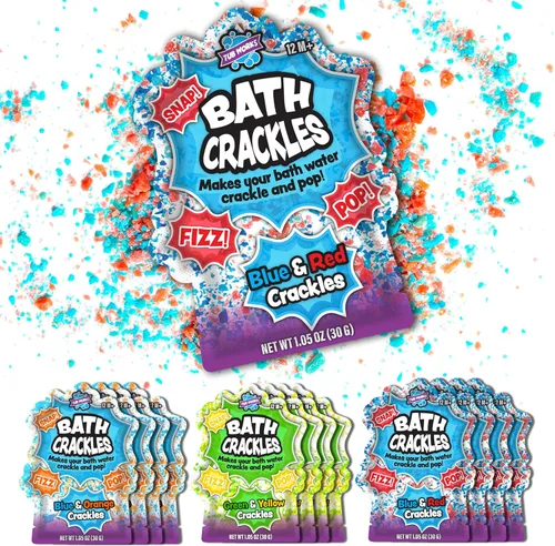 Tub Works® Bath Crackles - Juguete de baño, paquete variado de 12 unidades | No tóxico y sin fragancia | Hace que el agua del baño crepite y haga