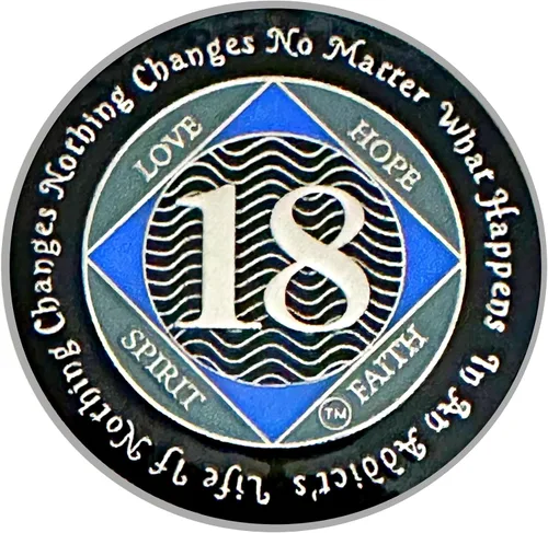 Miniatura 42 de (Años 1-55) NA Medallón de 7 años, plata, chapado en color azul, narcóticos cubiertos de epoxi Moneda anónima (NA 7 años medallón)
