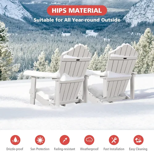 Miniatura 9 de Tangkula Silla Adirondack de gran tamaño, sillas de patio con soporte ajustable para tazas, sillones con caderas y listones, resistente a