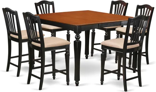 Miniatura 11 de East West Furniture CHEL5-BLK-LC - Juego de mesa de comedor de 5 piezas de altura de mostrador, incluye una mesa de cocina cuadrada con hojas