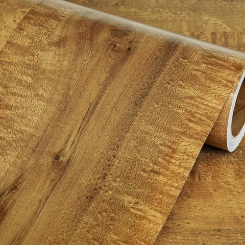 Miniatura 4 de Livelynine Papel de contacto de madera de roble oscuro para encimeras de escritorio, despegar y pegar, envoltura de vinilo de grano de madera